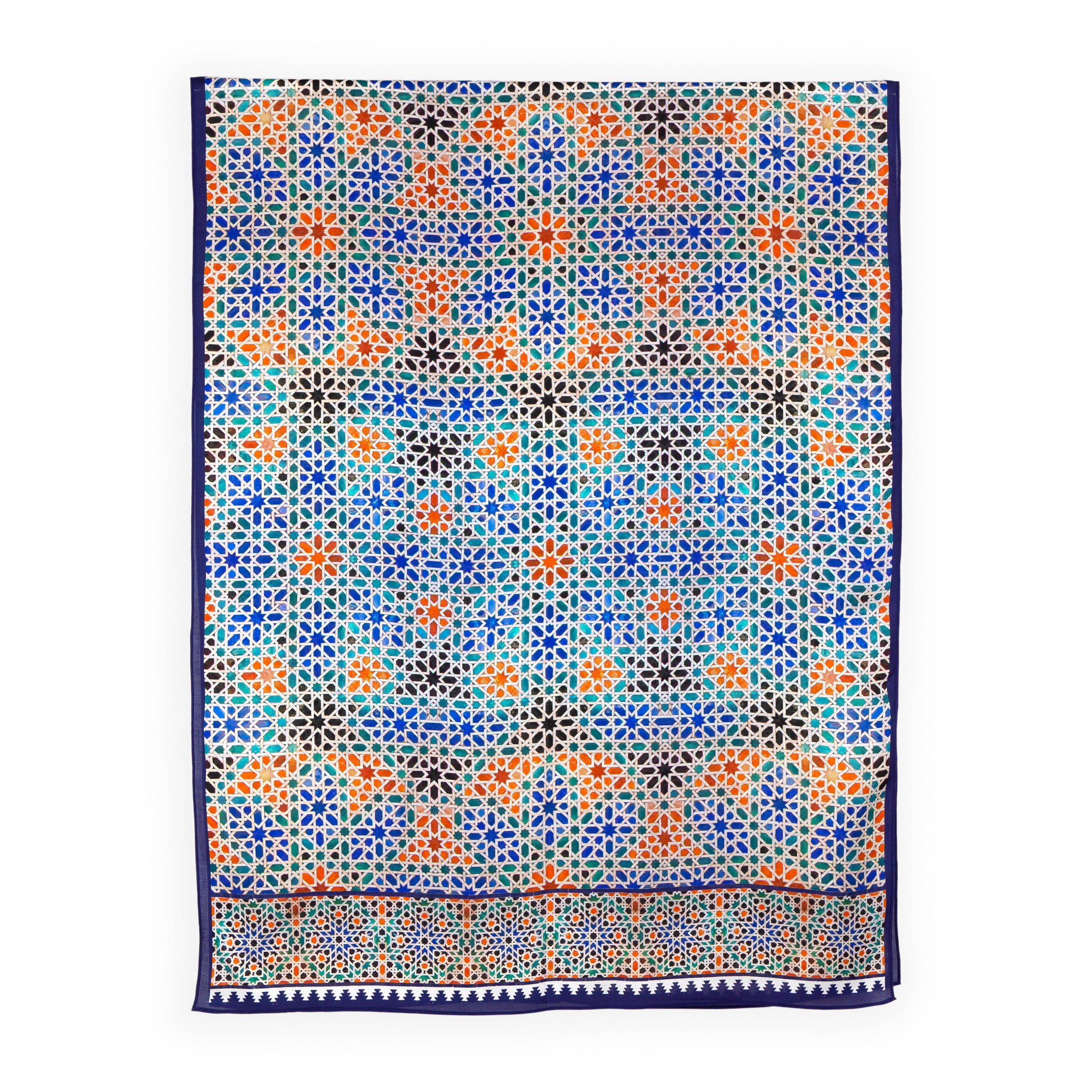 Large and colorful scarf inspired by moroccan mosaic tiles