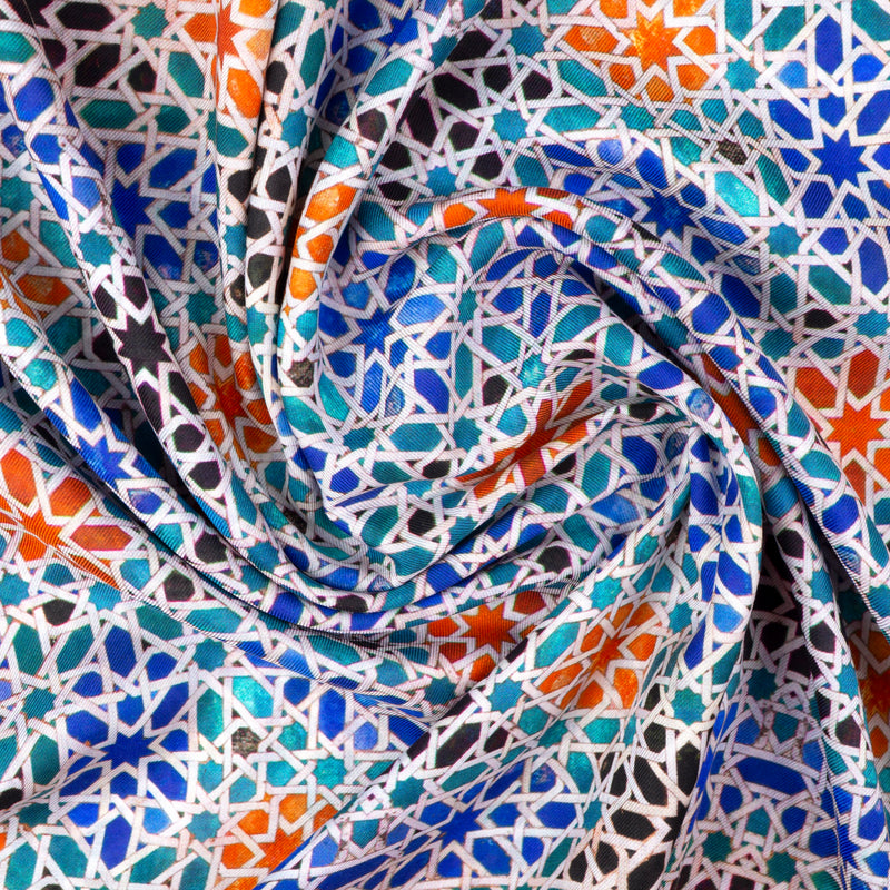 Detail of moroccan mosaic tiles inspired scarf