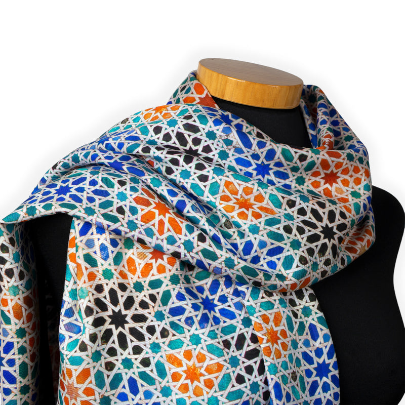 Moroccan tiles inspired colorful scarf