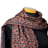 Islamic art inspired navy blue an red scarf