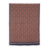 Large scarf with navy blue, red and brown islamic art inspired print