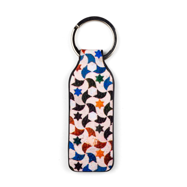 Multicolor leather keychain inspired by Moorish tiles