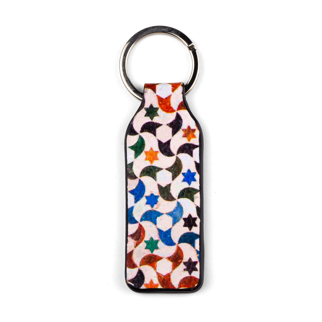 Moorish tiles inspired leather key ring