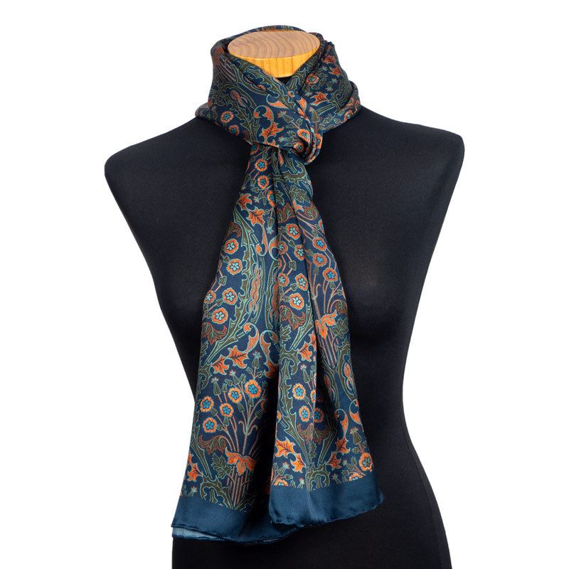 Floral print silk neck scarf
