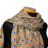 Large scarf with colorful print inspired by Andalusian tiles