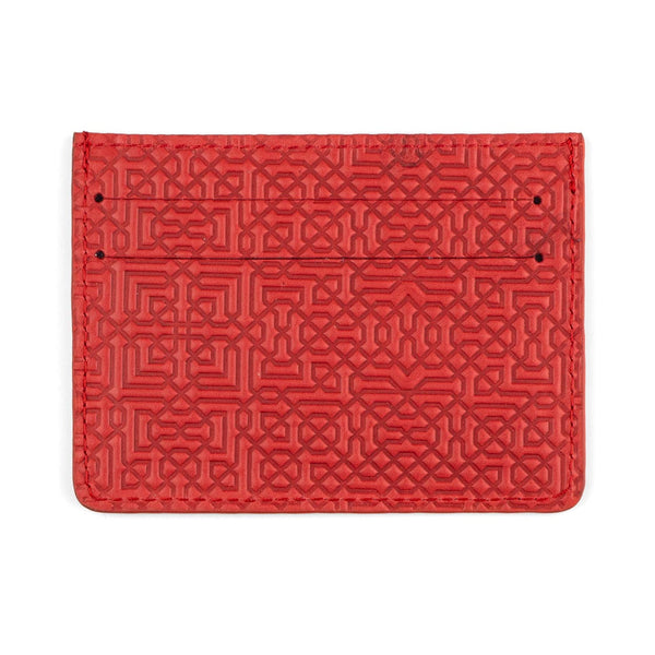 Islamic art inspired red leather cardholder