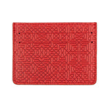 Red leather cardholder embossed with islamic art pattern