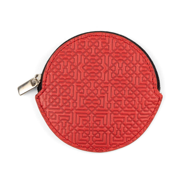 Red leather coin purse for women's