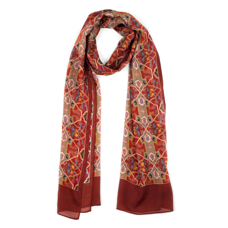 Red scarf with floral print for mens and womens