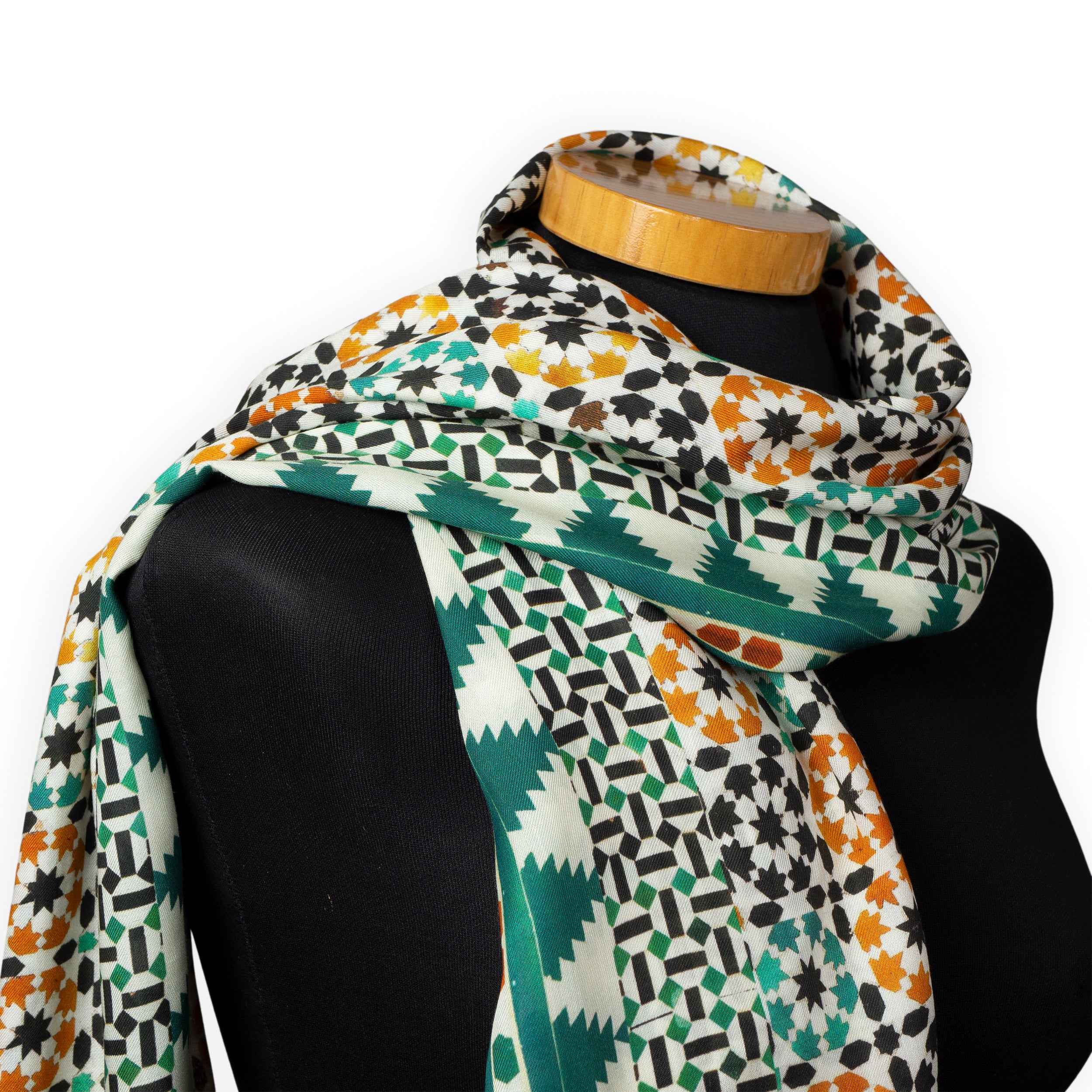 Geometric scarf with islamic pattern print