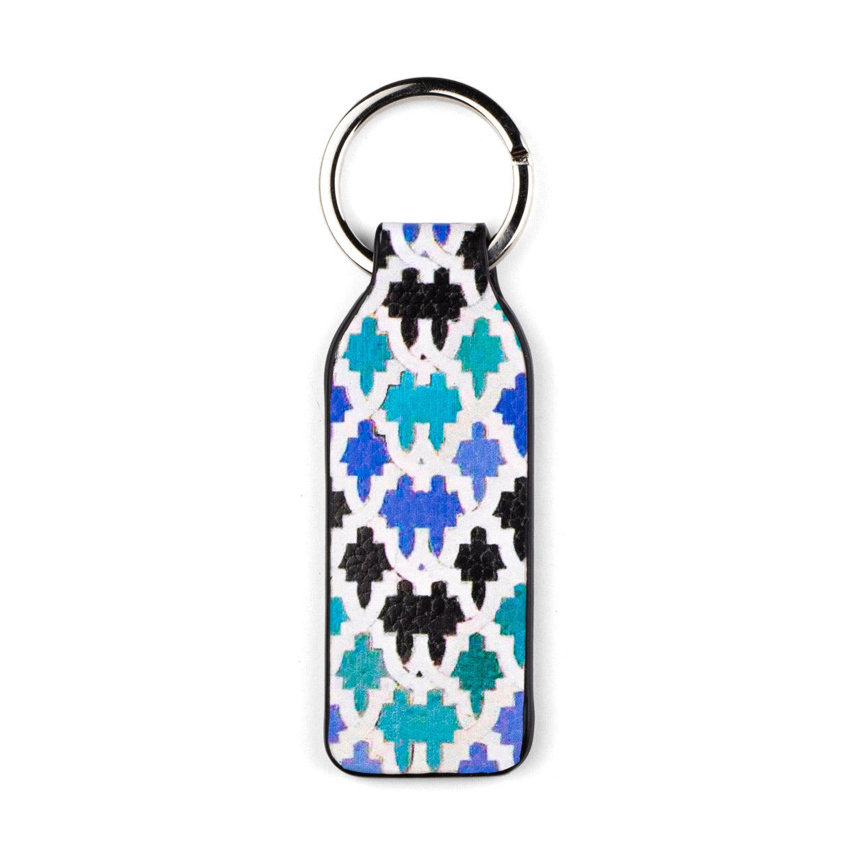 Islamic art inspired leather keychain with sebka pattern