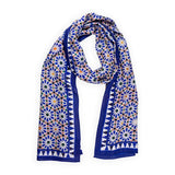 Blue scarf with printed tessellation pattern