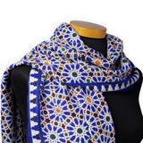 Blue neck scarf with tessellation print
