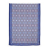 Large blue and white scarf with tessellation print