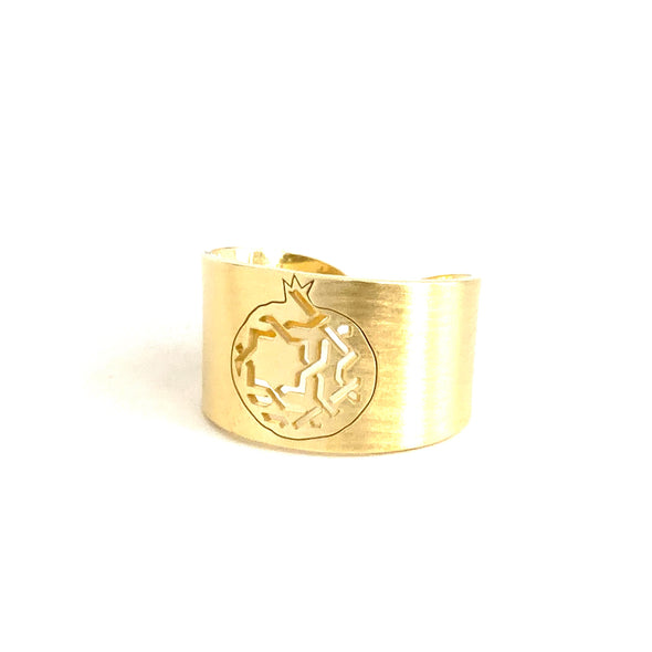 Gold plated ring with pomegranate