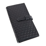 Large black leather wallet with strap