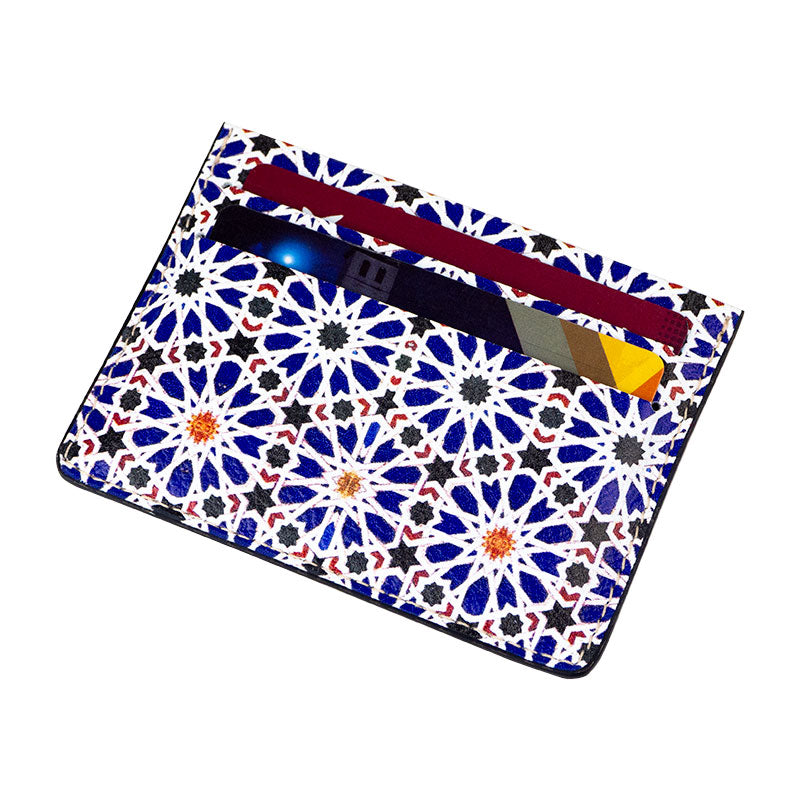 Leather cardholder islamic geometry