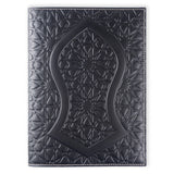 Embossed black leather journal with nalayn and islamic art pattern