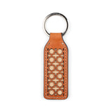 Brown leather keychain with laser cut design inspired by Islamic Art