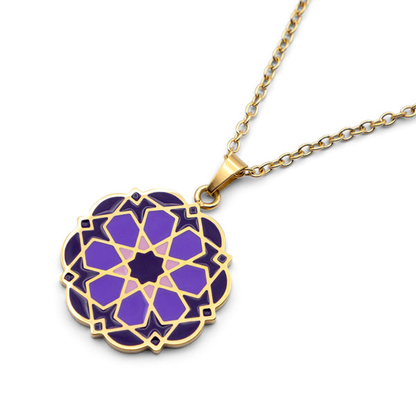 Gold Plated Geometric Necklace Nazari Purple