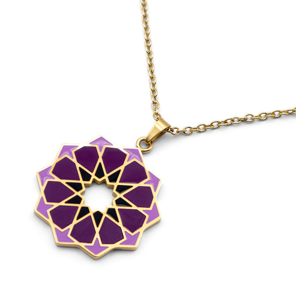 Islamic geometry purple necklace