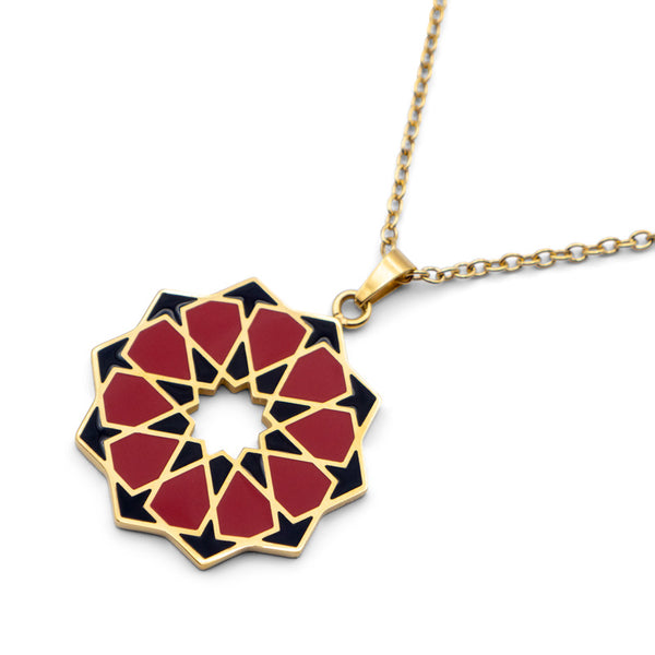 Gold Plated Geometric Necklace Siraj Red