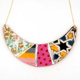 Colorful necklace with pink, gold, silver and geometric print