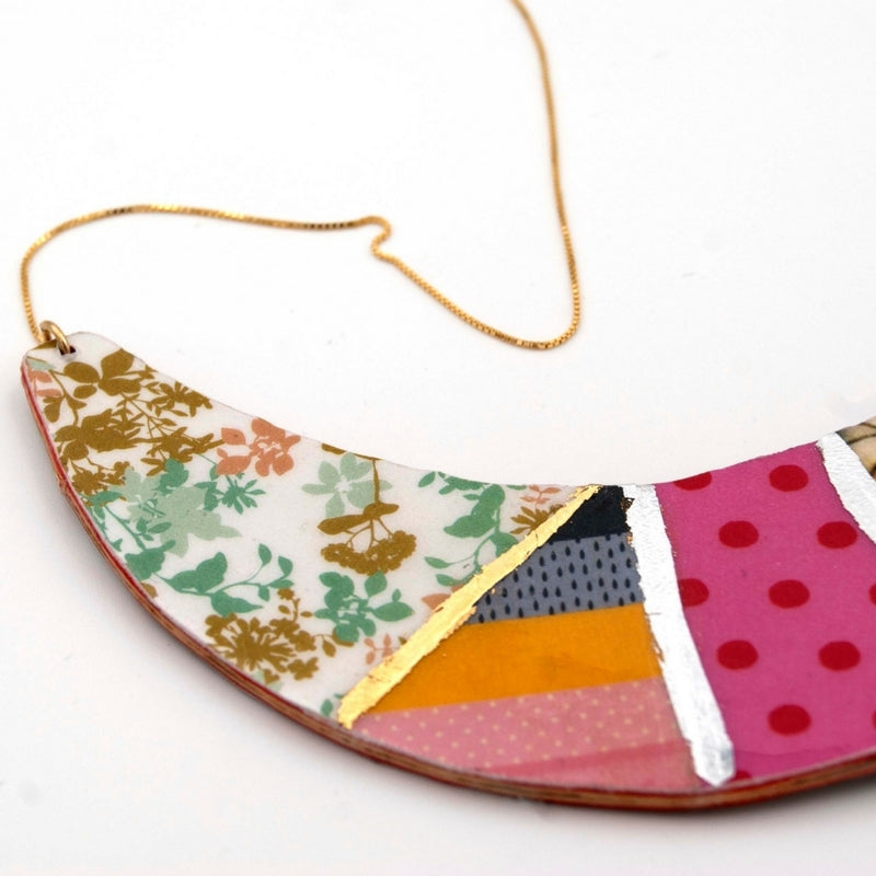 Close up of a big and colorful necklace for women