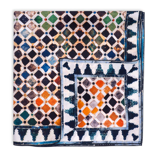 Silk Square Scarf Inspired by Moroccan Mosaic Tiles From the 
