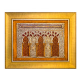 Handmade leather painting inspired by the arches of the Mosque of Cordoba