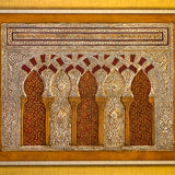 Guadamecí leather painting inspired by islamic decoration of the great mosque of cordoba