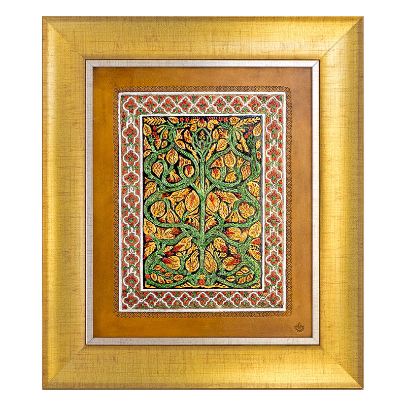 Islamic art inspired leather art guadamecí