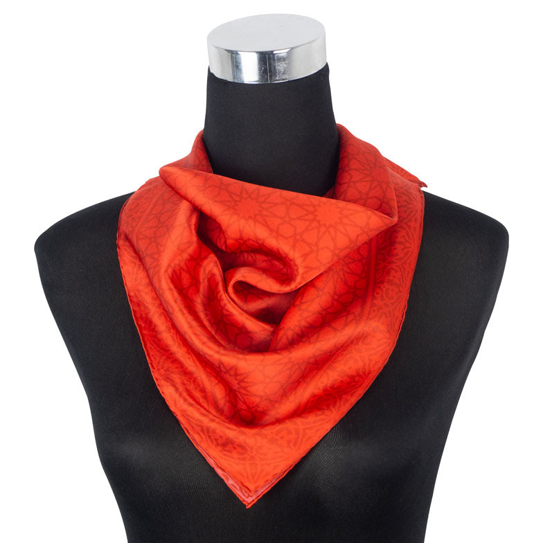 Satin silk square scarf Dalila Red