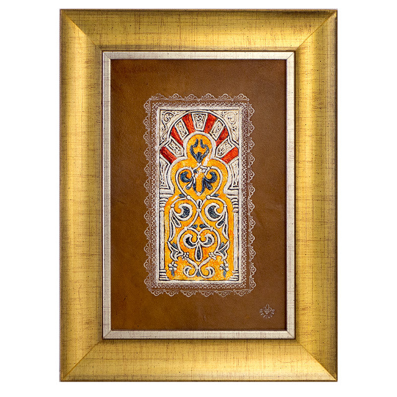 Islamic art inspired guadamecí for home decor