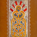 Detail of embossed and hand painted leather art