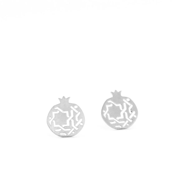 Pomegranate and islamic art silver earrings