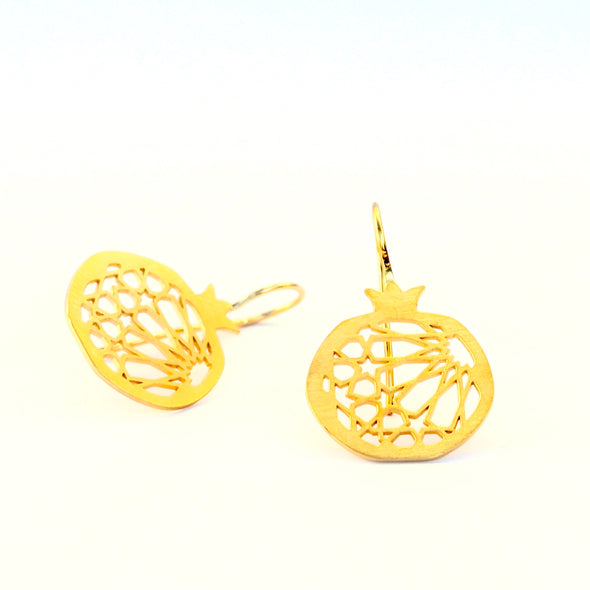 Islamic art inspired gold earrings with hook