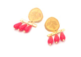 Gold plated earrings with floral motifs engraved