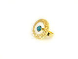 Alhambra Palace-Inspired Gold Ring with Blue detail for Women
