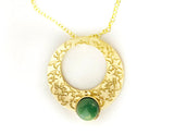 Alhambra palace inspired gold pendant with green stone