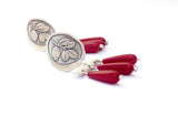 Sterling silver and three corals earrings Arrayán