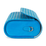 Blue small leather handbag with embossed pattern