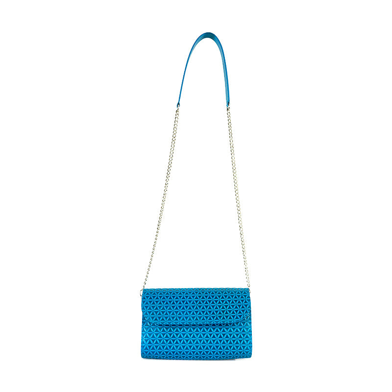 Blue Small shoulder bag with metal and leather strap