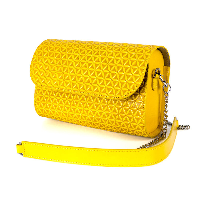 Small Leather Clutch Bag Yellow Munira Spanish Leather Goods