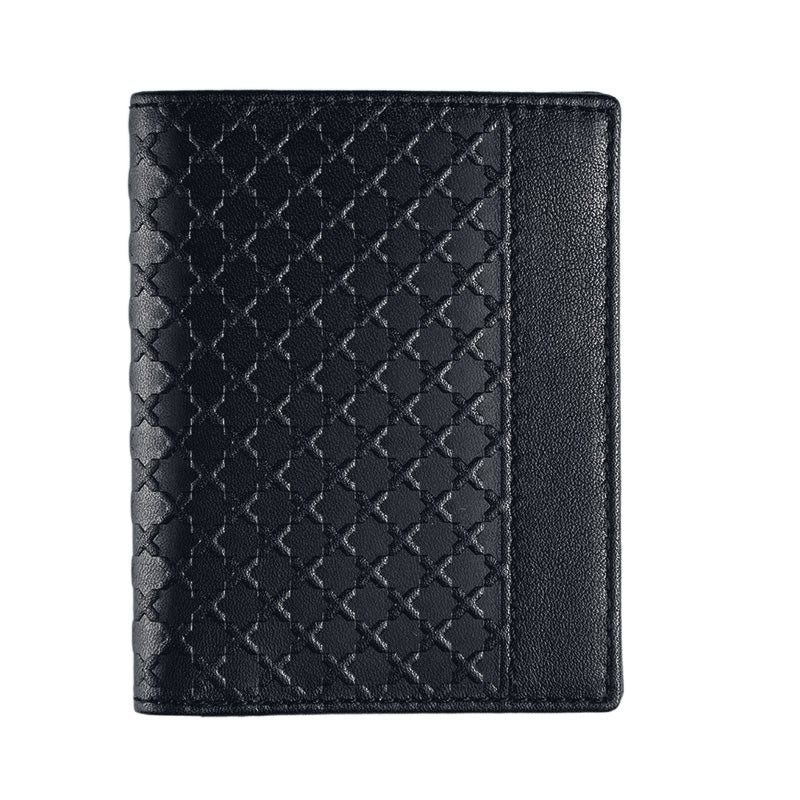 Slim leather wallet black embossed with islamic art pattern