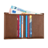 Inside of brown slim leather wallet