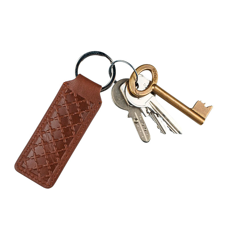 Brown Laser Cut Leather Keychain Inspired by Islamic Art - Munira