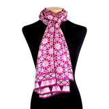 Pink silk scarf with geometric zelig tile