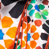 Detail of colorful scarf inspired by moroccan tiles