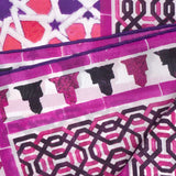 Detail of pink silk scarf with islamic art print
